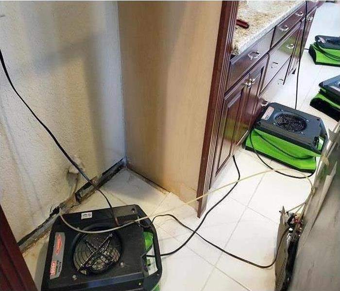 SERVPRO equipment in a kitchen. 